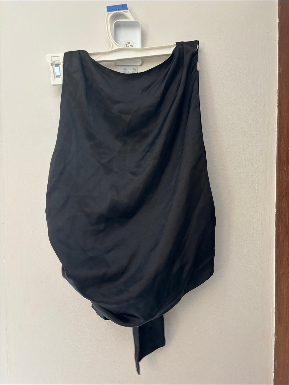 Zara Black Satin Tie-Front Camisole